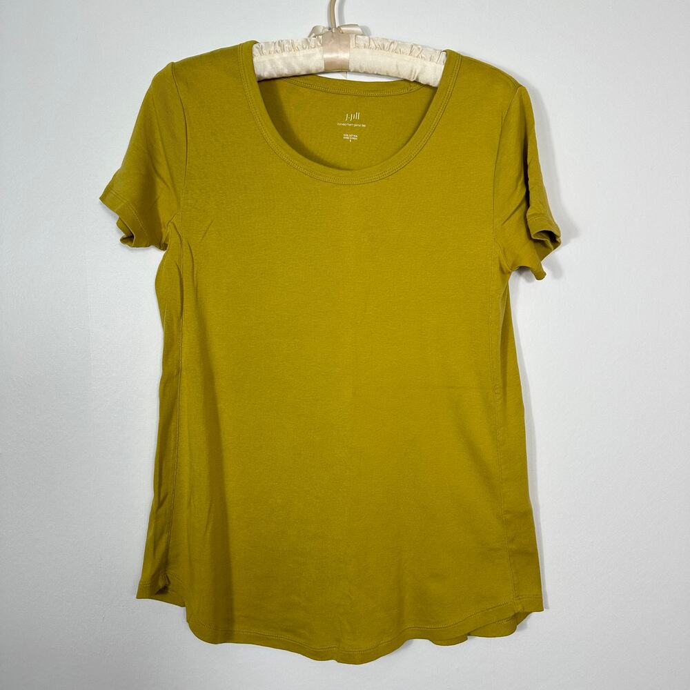 J. Jill Pima Cotton Curved Hem Tee Women’s‎ Small Mustard Yellow 100% Cotton